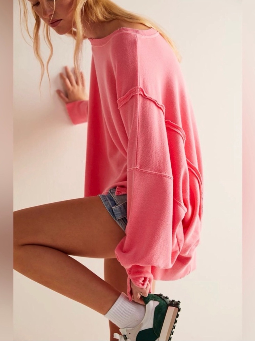 Free People We The Free Camden Sweatshirt Pullover - Camellia Pink - Picture 6 of 6
